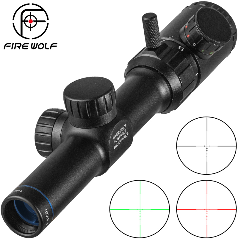 FIRE WOLF 1-4x20 Rifle Scope G - Outdoor Hunting Lab ulasan dan harga