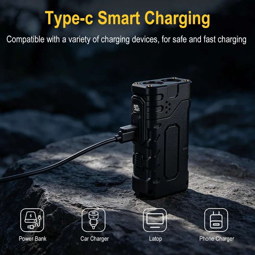 BORUIiT Hand Crank EDC LED Fla - Hunting Fishing Outdoor ulasan dan harga